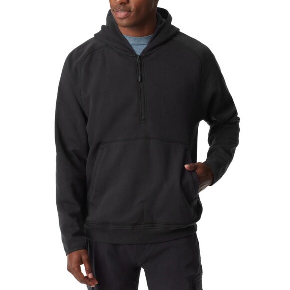 NEW $79 Bass Outdoor Quarter Zip Hoodie! M Black Gray Rust Orange Heavier Weight